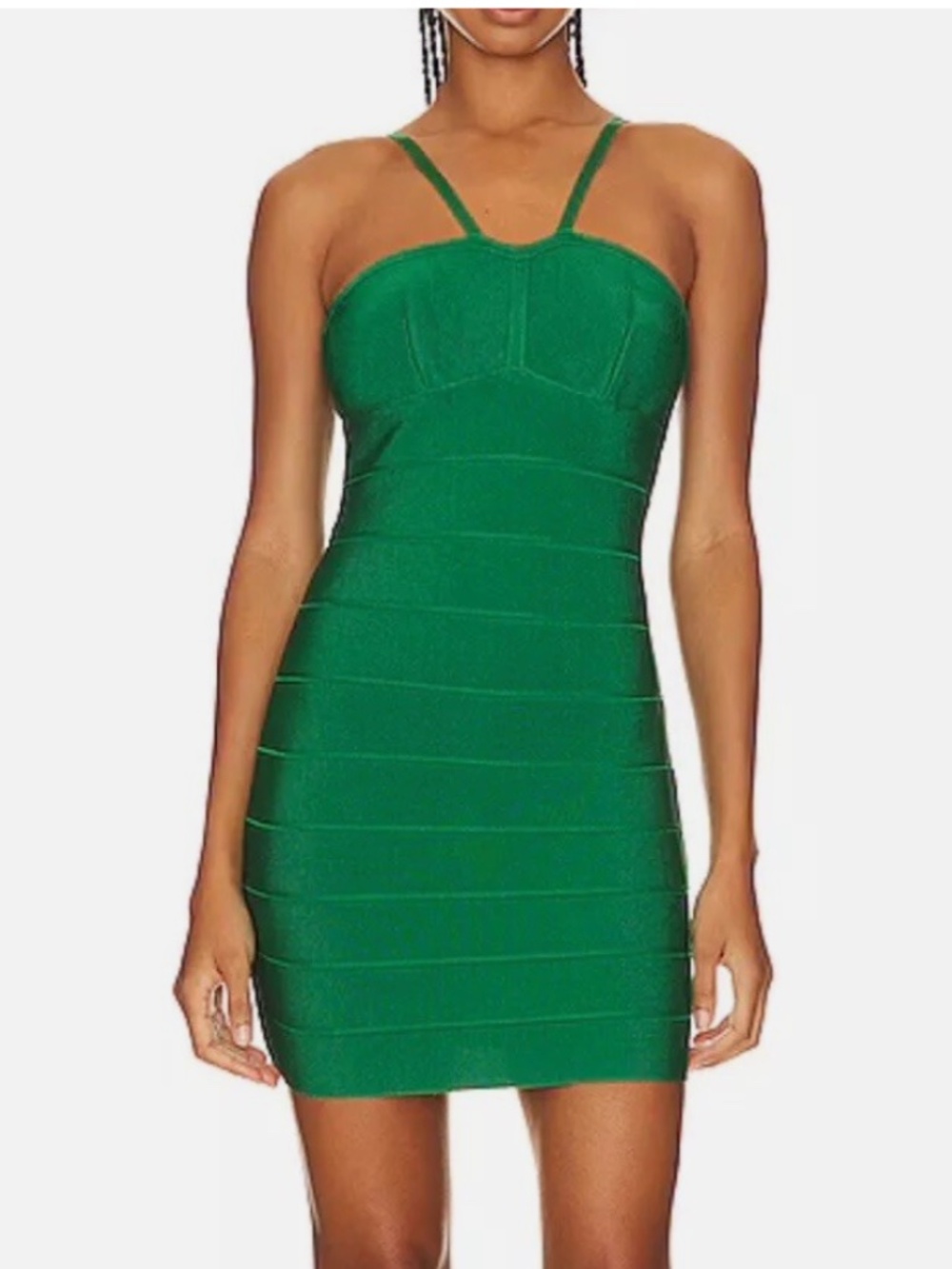 NWT Herve Leger ICON STRAPPY SWEETHEART Mini Cypress Green DRESS